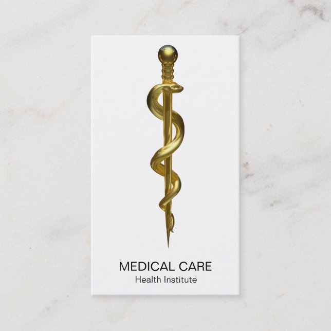 Carte De Visite Bague Classy d'Asclepius Médicale Gold en blanc (Devant)