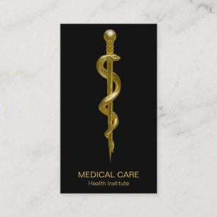 Carte De Visite Bague Classy d'Asclepius Médicale Gold sur Noir