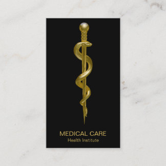Carte De Visite Bague Classy d'Asclepius Médicale Gold sur Noir