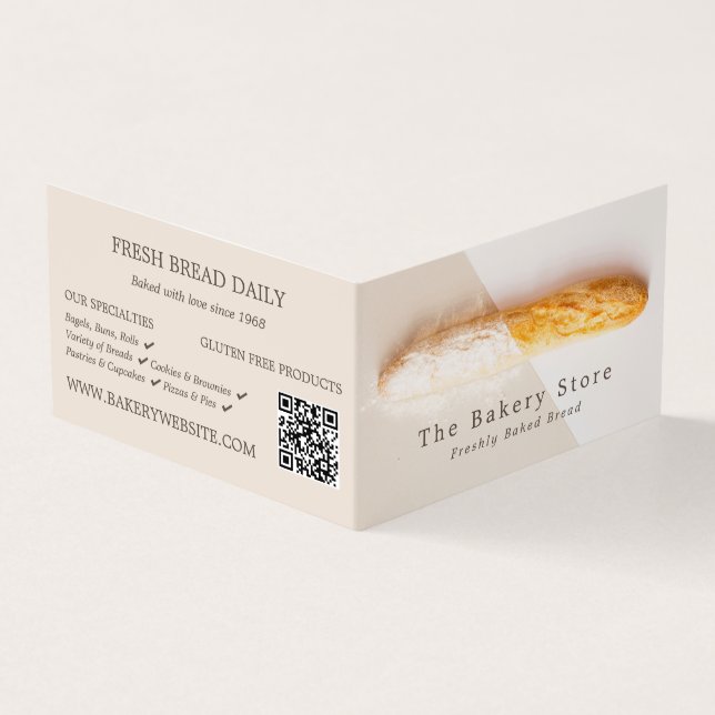 Carte De Visite Baguette fraîche, Boulangerie tendance Détaillée (Extérieur)