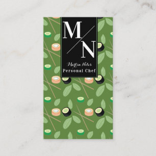Carte De Visite Baguettes de sushi motif verdure 