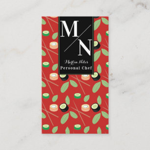 Carte De Visite Baguettes de sushi motif verdure