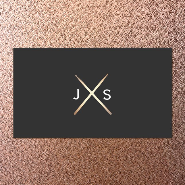 Carte De Visite Baguettes d'or Monogram Drummer Simple (Créateur téléchargé)