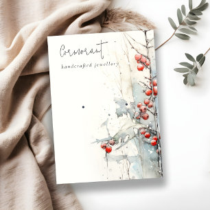 Carte De Visite Baies d'hiver Chic Red Neige Porte-Écouteurs