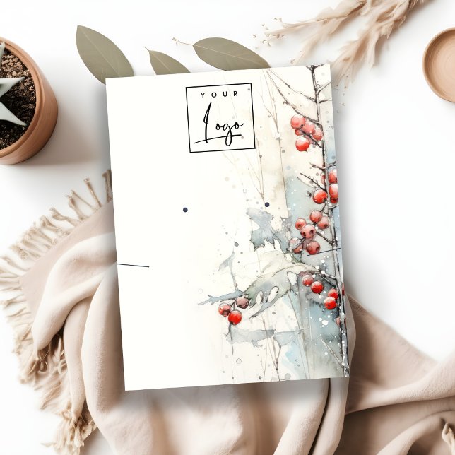 Carte De Visite Baies d'hiver de neige rouge portant un collier (Créateur téléchargé)