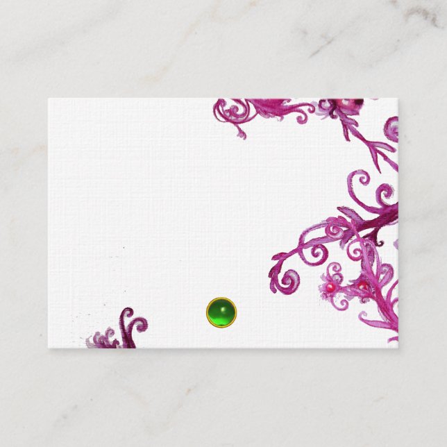 Carte De Visite BAIES MAGIQUES  Monogramme gemme lin vert (Devant)