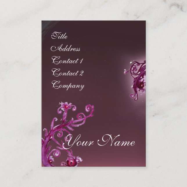 Carte De Visite BAIES MAGIQUES MONOGRAMME violet rouge (Devant)