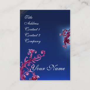 Carte De Visite BAIES MAGIQUES MONOGRAMME violet rouge bleu foncé