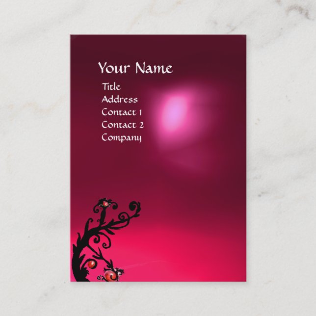 CARTE DE VISITE BAIES MAGIQUES ROSE FUCHSIA RUBIS MONOGRAMME (Devant)