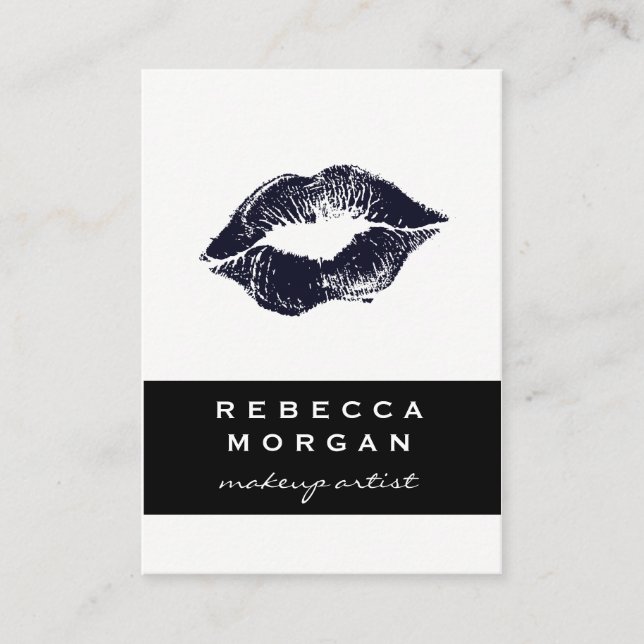 Carte De Visite Baiser bleu chic à lèvres (Devant)