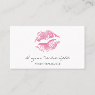 Carte De Visite Baiser rose réaliste Les lèvres d'impression