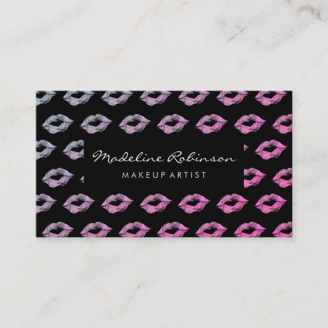 Carte De Visite Baisers de Parties scintillant de violet rose chau (Devant)