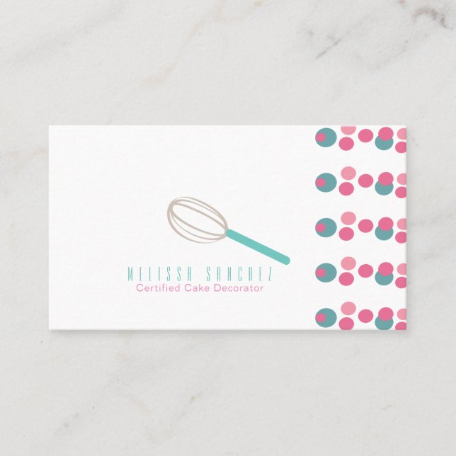 Carte De Visite Baker Cake Logo Boulangerie Points Whisk (Devant)