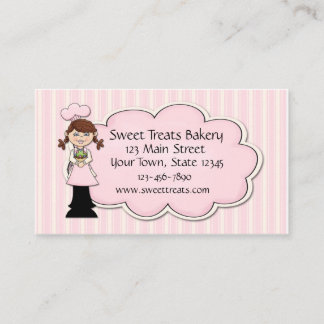 Carte De Visite Baker de fille, petit gâteau, rose
