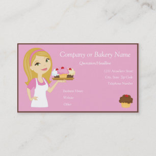 Carte De Visite Baker de petit gâteau/carte de visite blonds/rose