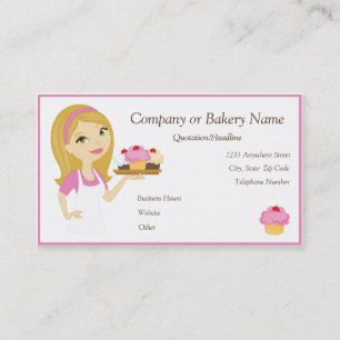 Carte De Visite Baker de petit gâteau/carte de visite blonds/rose
