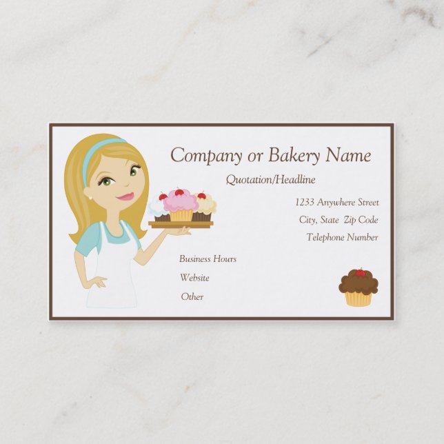 Carte De Visite Baker de petit gâteau de blonde/Aqua/carte de (Devant)