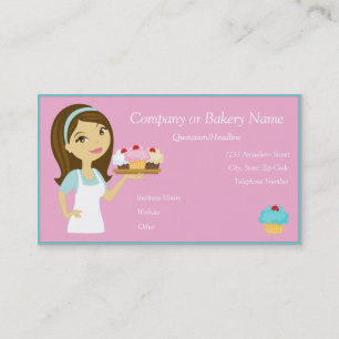 Carte De Visite Baker de petit gâteau de brune/Aqua/carte de