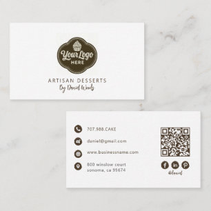 Carte De Visite Baker Logo personnalisé Code QR Brun Espresso