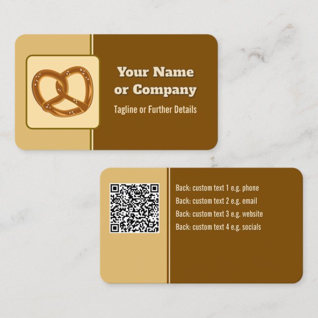 Carte De Visite Baker ou Event Caterer Pretzel ou votre logo et vo (Devant / Derrière)