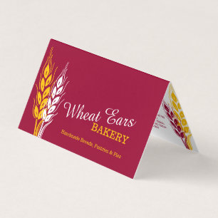 Carte De Visite Bakers boulangerie blé oreilles rougeâtre jaune 