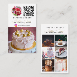 Carte De Visite Bakery 6 Photo Feed Grid Social Media QR Code