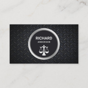Carte De Visite Balance de justice en acier noir métallique Avocat