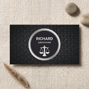Carte De Visite Balance de justice en acier noir métallique Avocat
