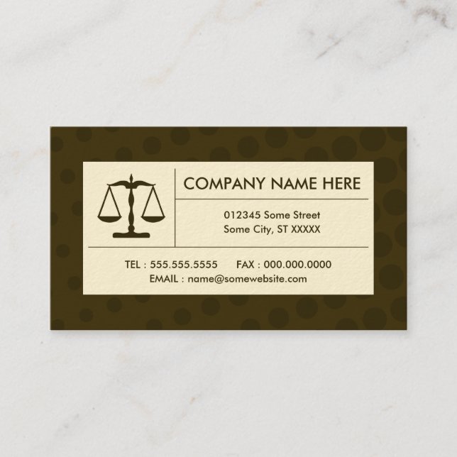 Carte De Visite balance de justice en demi-teinte (Devant)