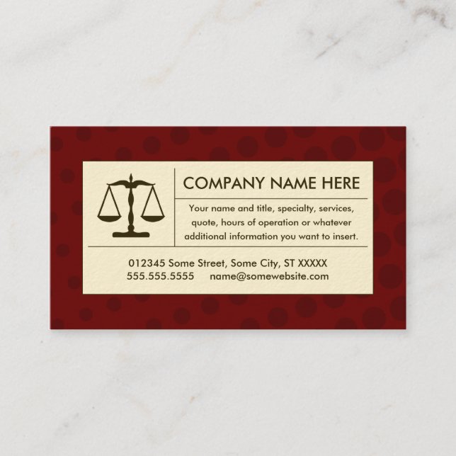 Carte De Visite balance de justice en demi-teinte (Devant)