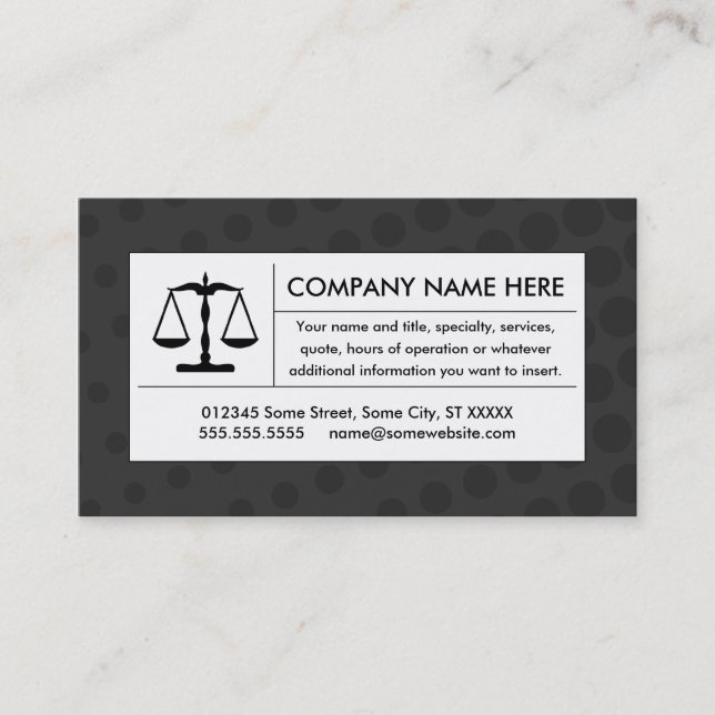Carte De Visite balance de justice en demi-teinte (Devant)