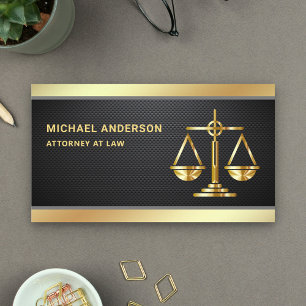 Carte De Visite Balance de Justice en Fibre de Carbone Or Avocat J