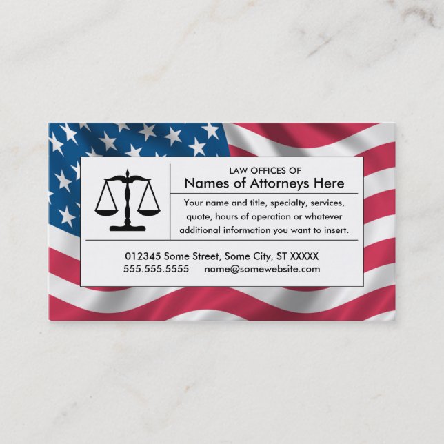 Carte De Visite balance de la justice américaine (Devant)