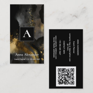 Carte De Visite Balayage Primordial Design Abstrait Or Noir