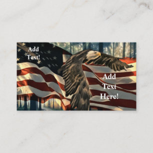Carte De Visite Bald Eagle American Flag Country Road Business Car