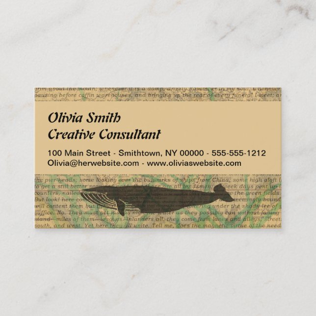 Carte De Visite Baleine antique Vie marine (Devant)