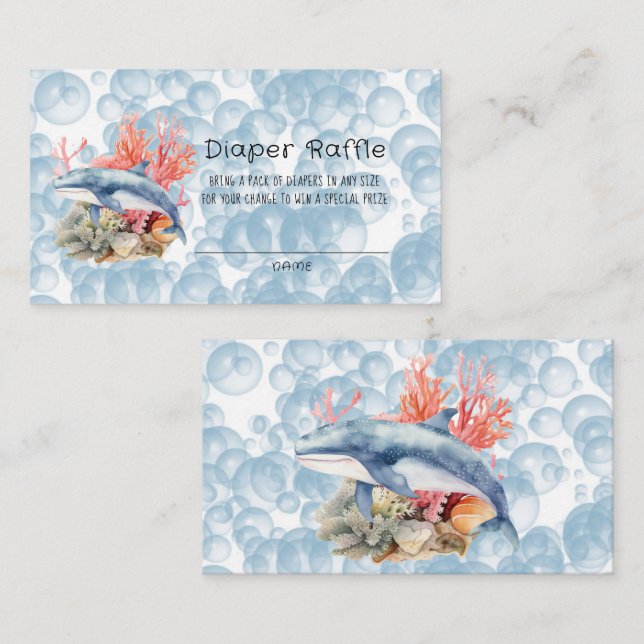 Carte De Visite Baleine Bleue Coral Reef Bubbles Garçon Diaper Raf (Devant / Derrière)
