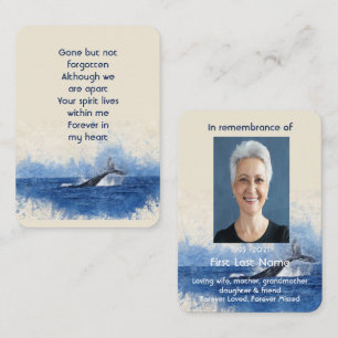 Carte De Visite Baleine côtière Ocean Sea Memorial Poche Keepsaké
