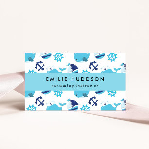 Carte De Visite Baleines Bleues, Instructeur de natation, Entraîne