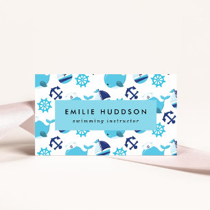 Carte De Visite Baleines Bleues, Instructeur de natation, Entraîne