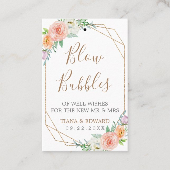 Carte De Visite Balise de baguette de bulle de fleurs d'aquarelle  (Devant)