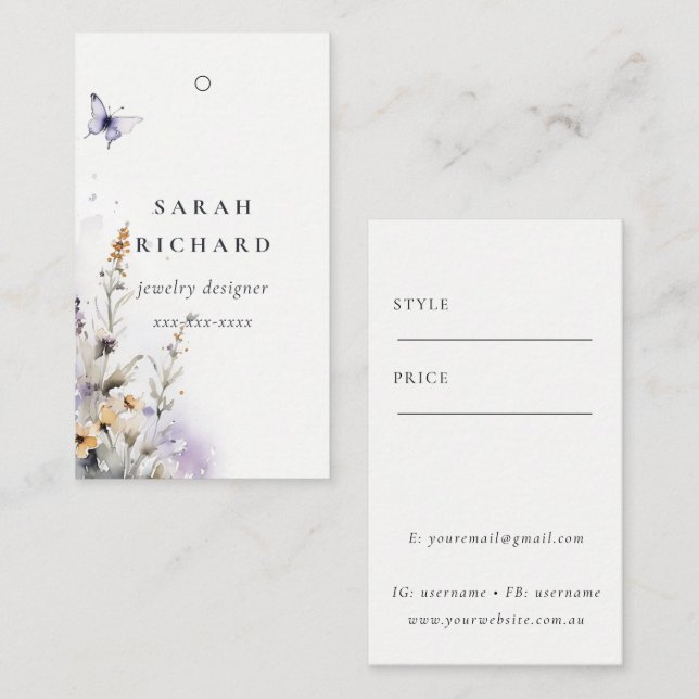 Carte De Visite Balise de prix simple pour le fleur sauvage Lilac  (Devant / Derrière)