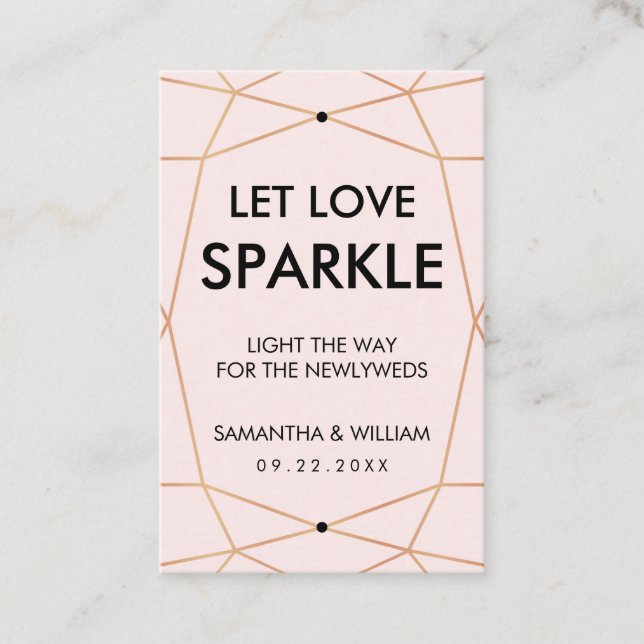 Carte De Visite Balise d'étincelle d'or Rose géométrique | Couleur (Devant)