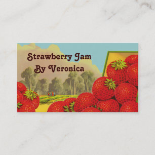 Carte De Visite Balise Retro Strawberry Art Recette Modèle Busines