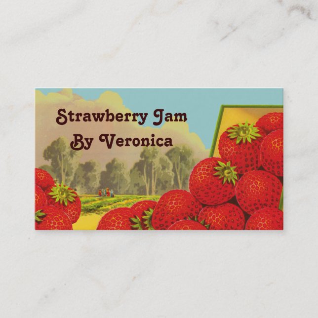 Carte De Visite Balise Retro Strawberry Art Recette Modèle Busines (Devant)