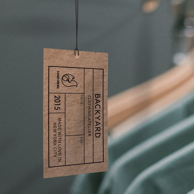 Carte De Visite Balise Rustique Kraft sur les médias sociaux Icône (Rustic Kraft Social Media Icons Clothing Hang Tag)