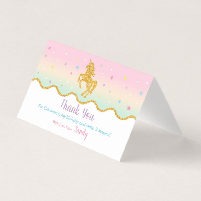 Carte De Visite Balise Unicorn Magical Birthday Party Favoriser le (Devant)