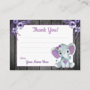 Carte De Visite Balises de petit Merci avec Eléphant de texte viol