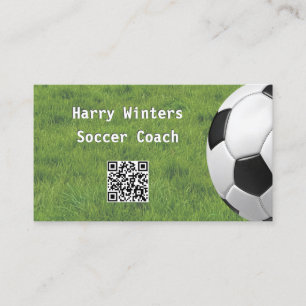 Carte De Visite Balle de football minimale Code QR herbe Football 