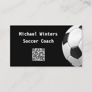 Carte De Visite Balle de football minimaliste Code QR noir Entraîn